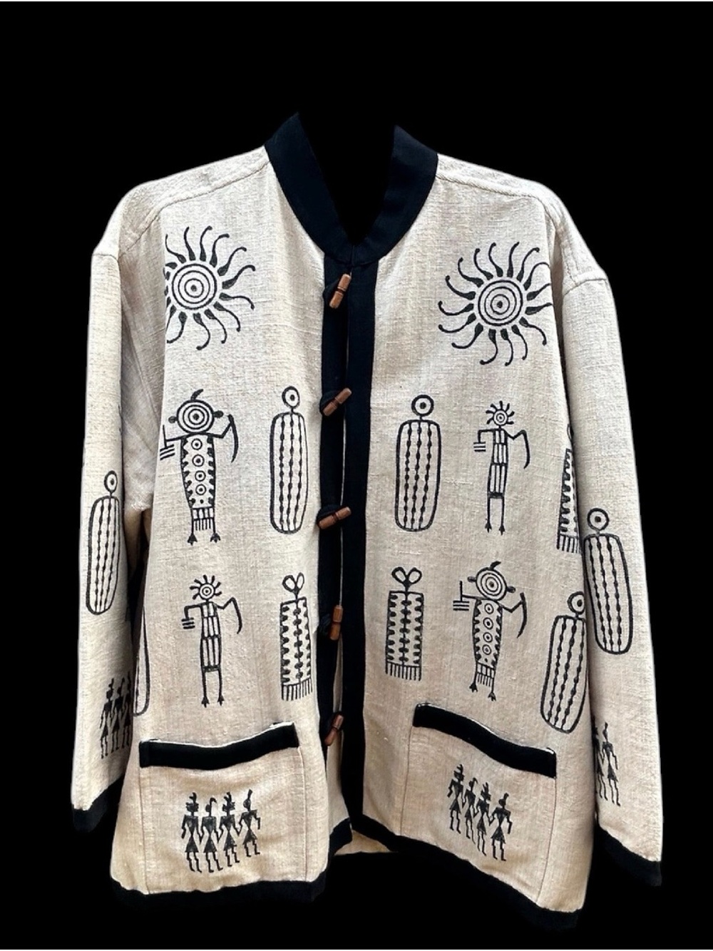 Vintage Venus Imports Petroglyph Cotton Block-Print Jacket M